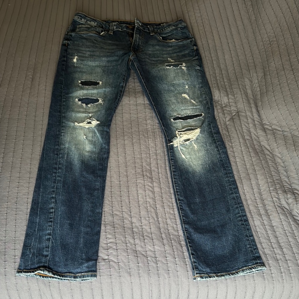Buffalo David Bitton Slim Blue Jeans Authentic Distressing